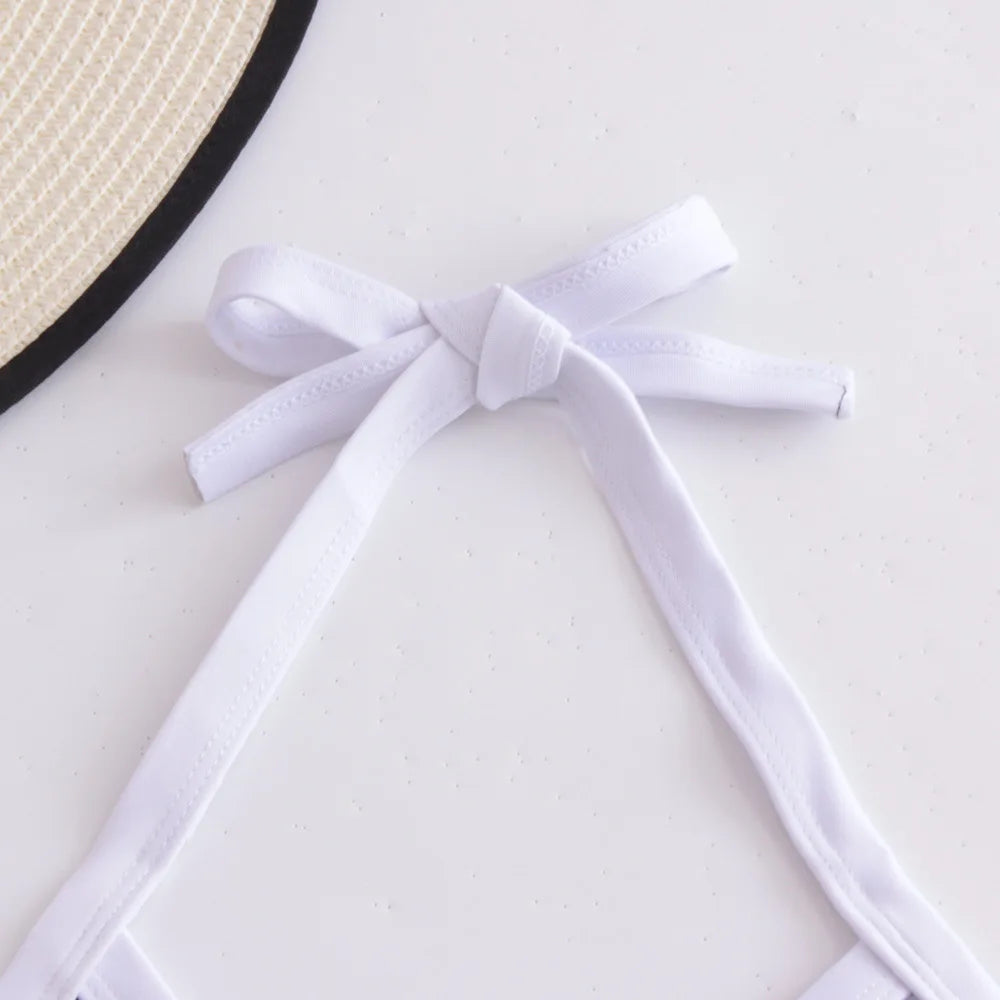 Sexy Bikini Swimsuit Digital Print Two-Piece Women's Triangle Soft Pack Swimwear Trendy Floral Pattern without Shoulder Straps