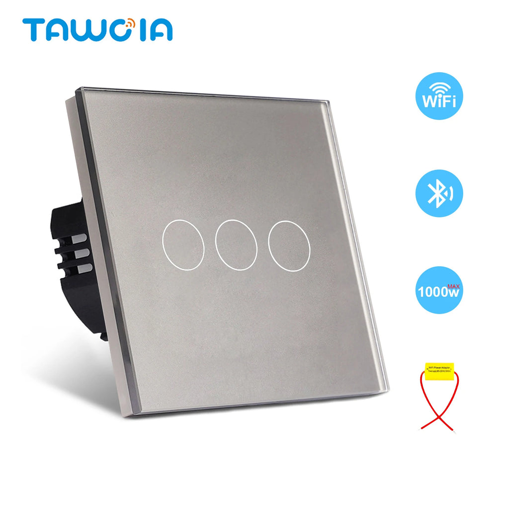 TAWOIA Wifi Touch Light Switches 1/2/3/4Gang Smart Wall Switch Tuya Smart Life Alexa Voice Control With Capacitor L/N1000W