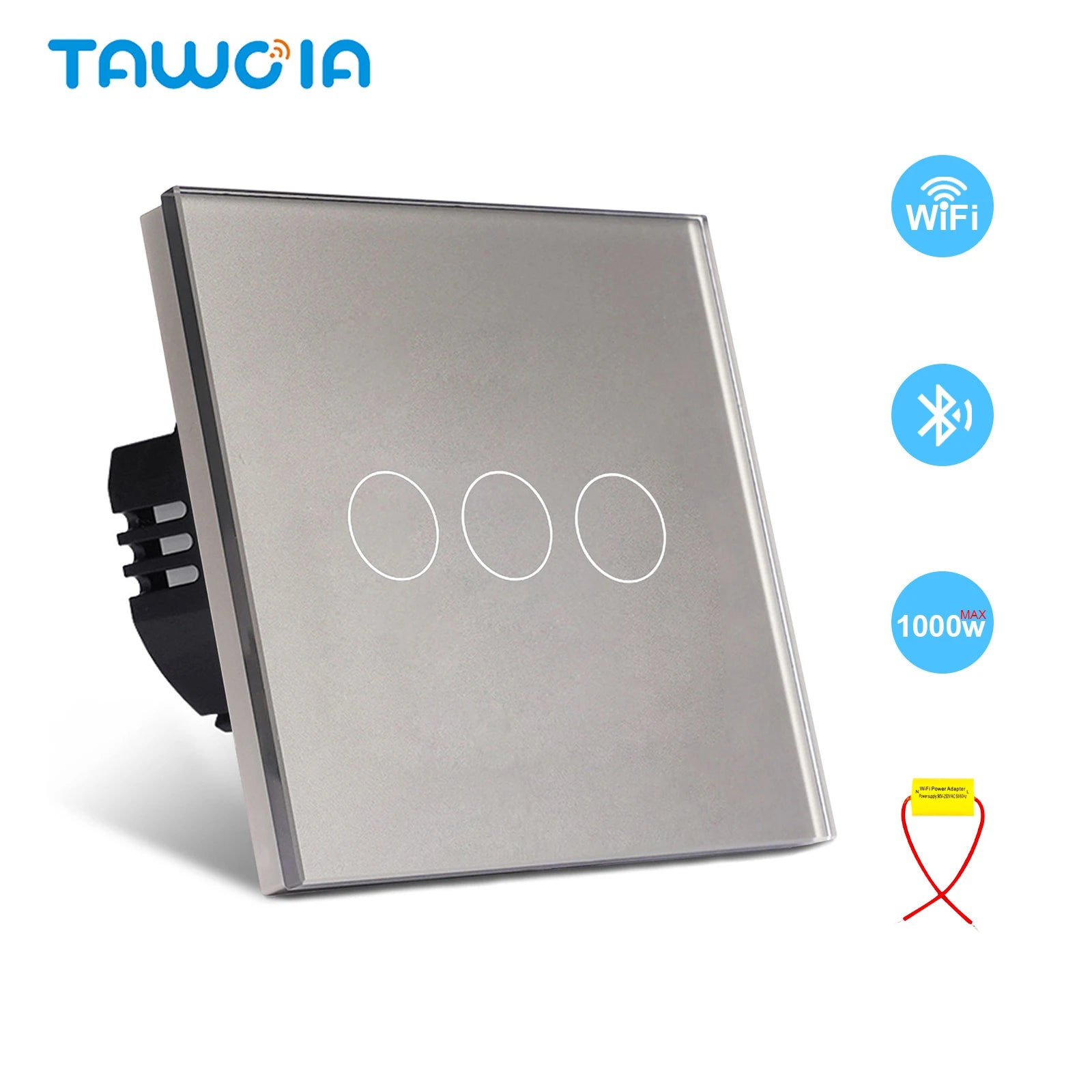 TAWOIA Wifi Touch Light Switches 1/2/3/4Gang Smart Wall Switch Tuya Smart Life Alexa Voice Control With Capacitor L/N1000W