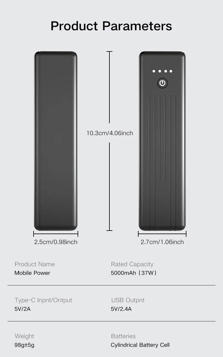 PHOMAX Universal Mini Power Bank 5000mah Led Digital Display Power Bank Portable Charger Small Power Bank for Smartphones