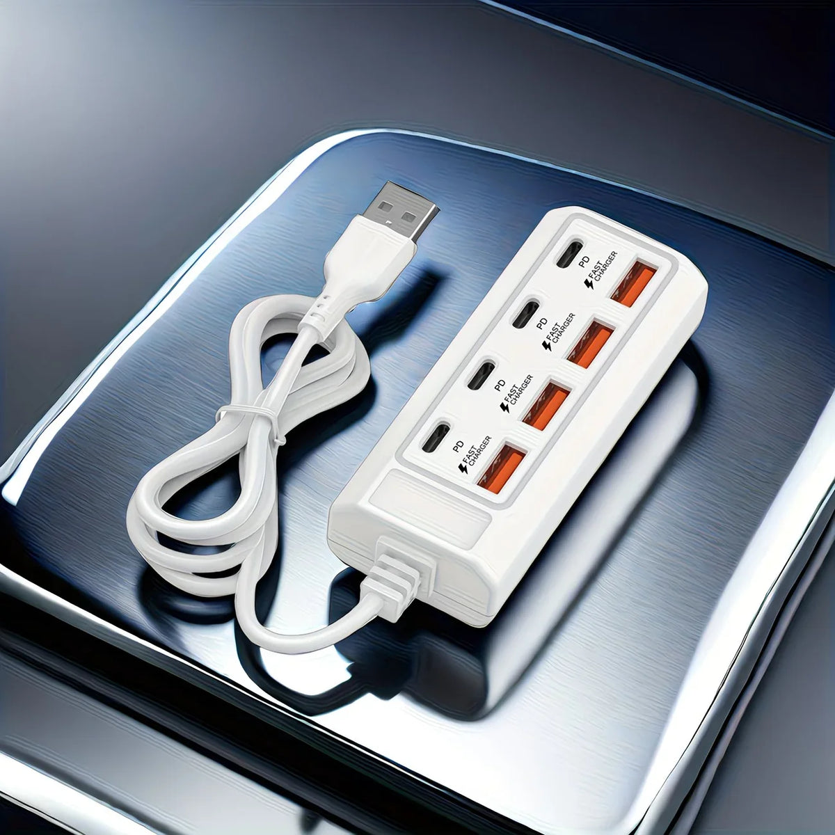 8-in-1 USB Charger Socket Multi Port Fast Charging Station USB C PD 25W Power Adapter Desktop Charging Hub for PhoneLaptopTablet