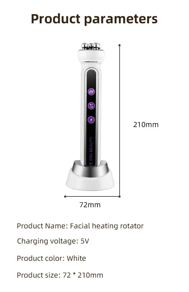 Micro Facial Massager EMS LED Phototherapy Rotary Massage Heating Electric Facial Massager Beauty Device Skin Care Tools