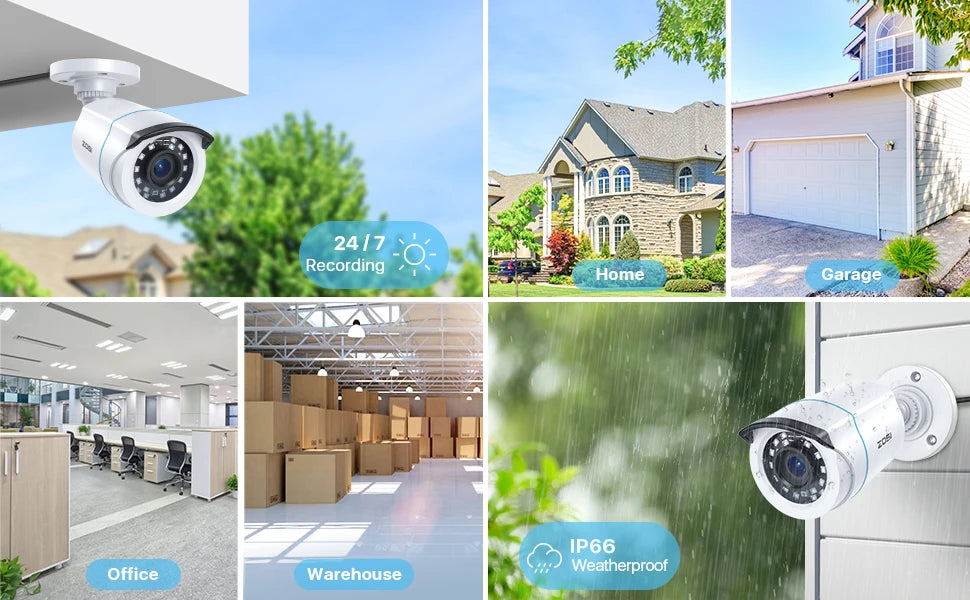ZOSI 2MP CCTV Security Camera 1080P HD  4-in-1 AHD TVI CVI CVBS Weatherproof Home Video Surveillance Camera for DVR System