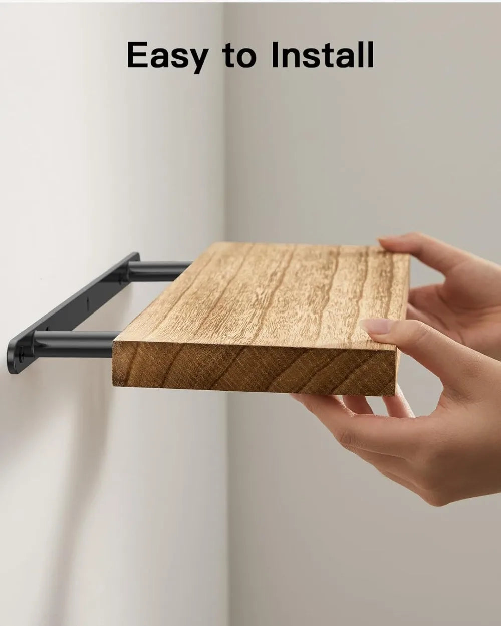 1pc Wall Mounted Floating Shelves Wooden Deeper Storage Shelf Multi Functional Thicker Bathroom Shelves