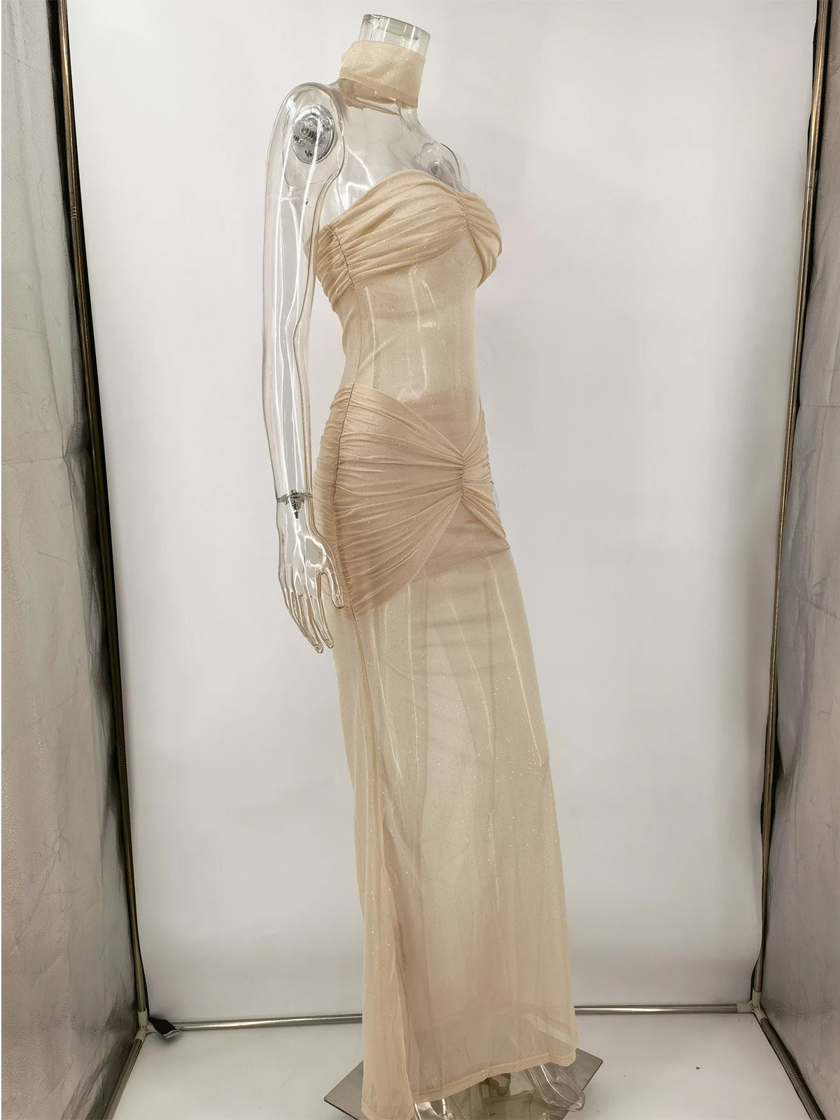 Sexy See Through Gauze Maxi Sequin Summer Dress Women Elegant Backless Birthday Party Dresses Long Prom Evening Dresses Vestidos