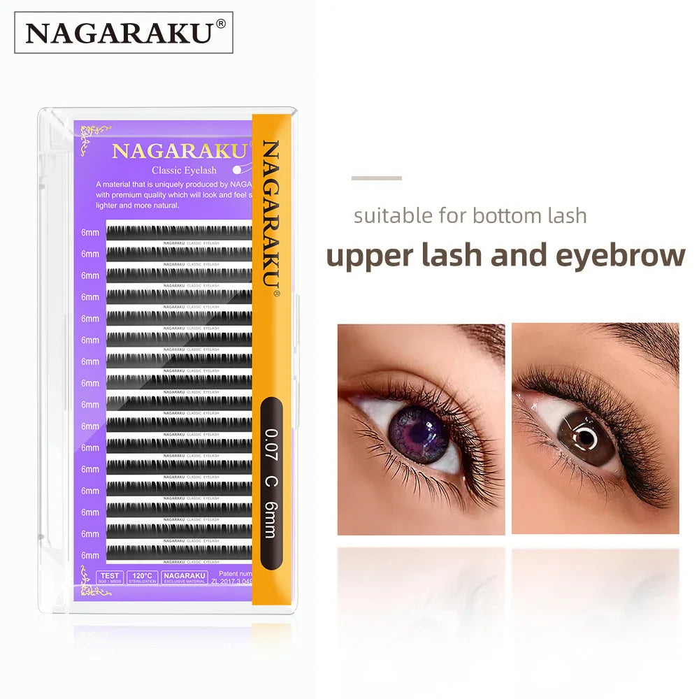 NAGARAKU Synthetic Mink Individual Eyelash Extensions 5/6/7/8mm Upper Lash & Bottom Lash Brow Maquillaje High Quality Makeup