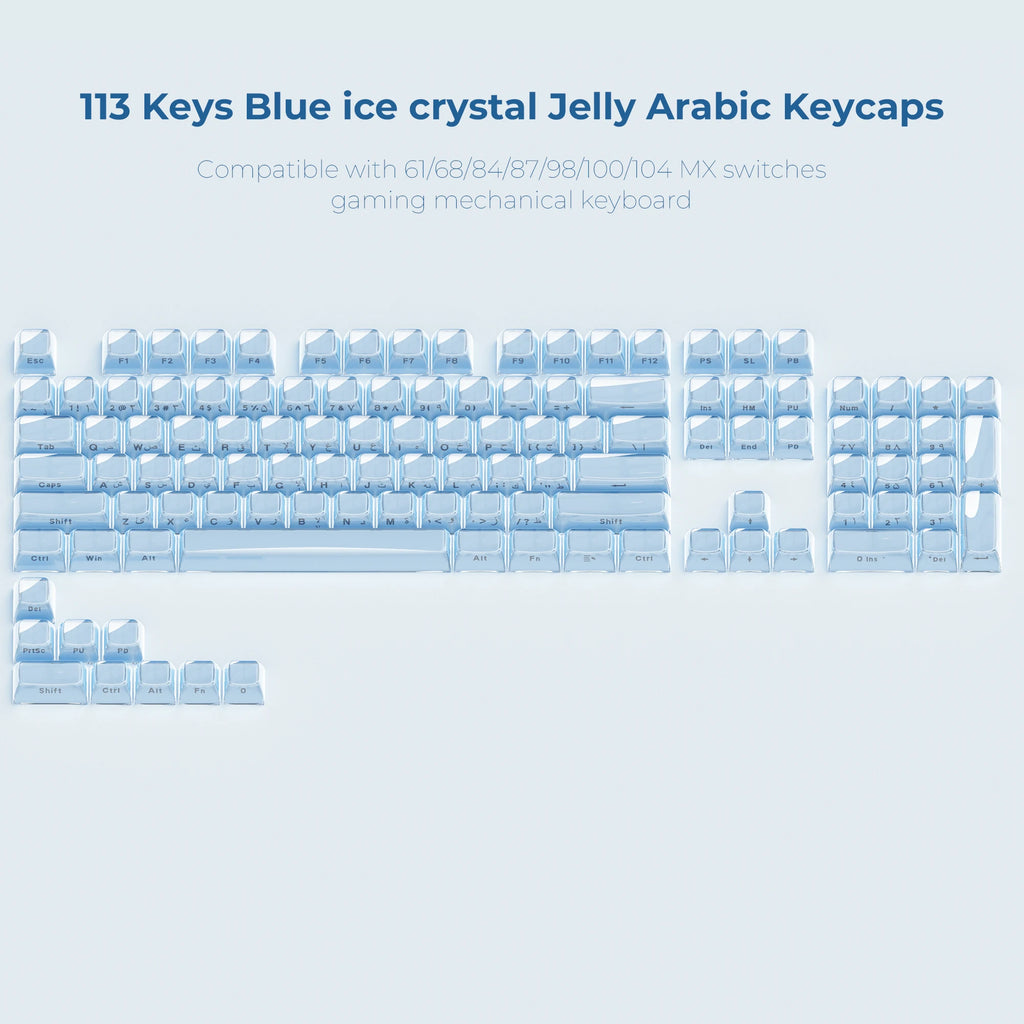 XVX Jelly Crystal Keycaps Side Print Pink/Blue 113keys Double Shote DIY Mechanical Keyboard OEM Profile Translucent Keycaps