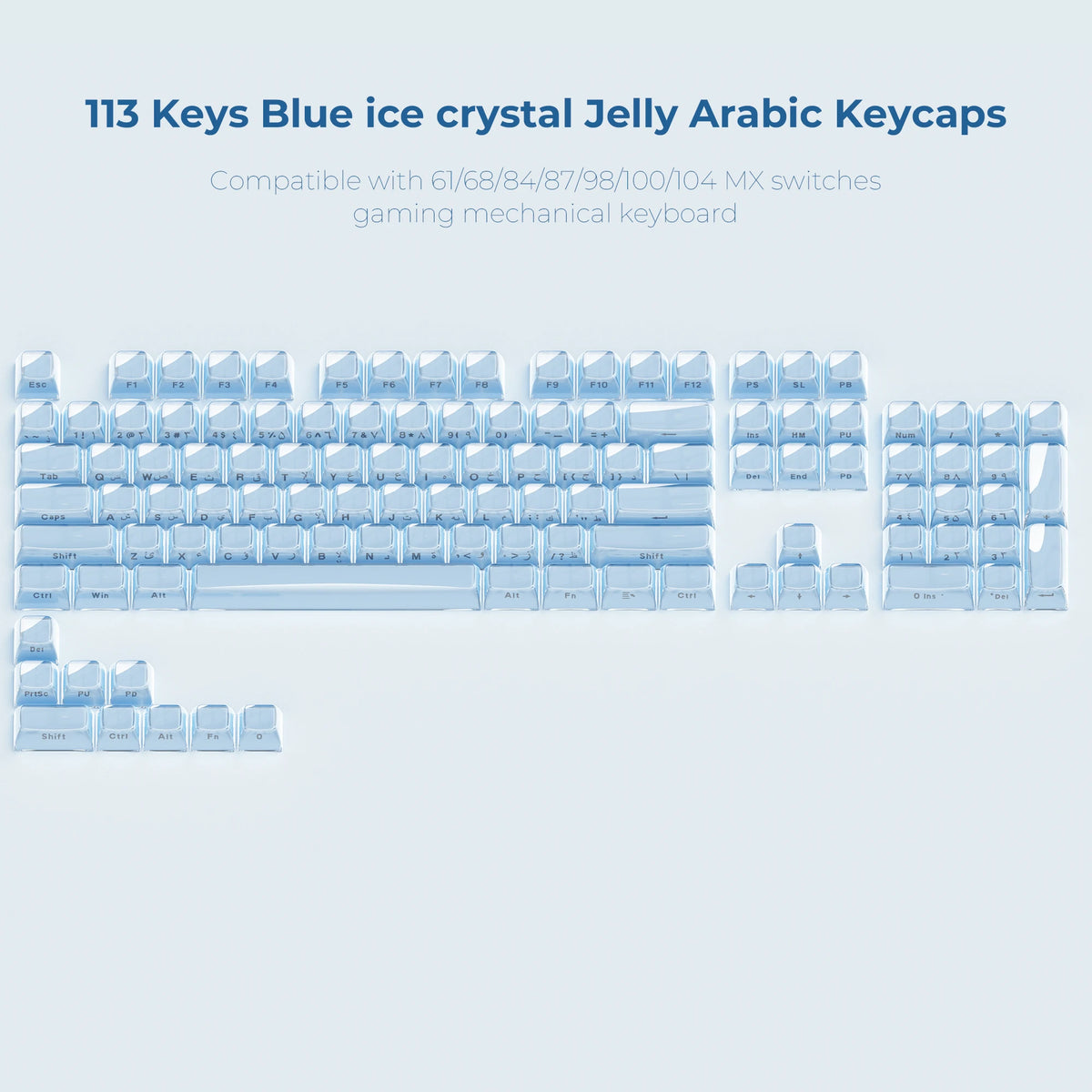 XVX Jelly Crystal Keycaps Side Print Pink/Blue 113keys Double Shote DIY Mechanical Keyboard OEM Profile Translucent Keycaps