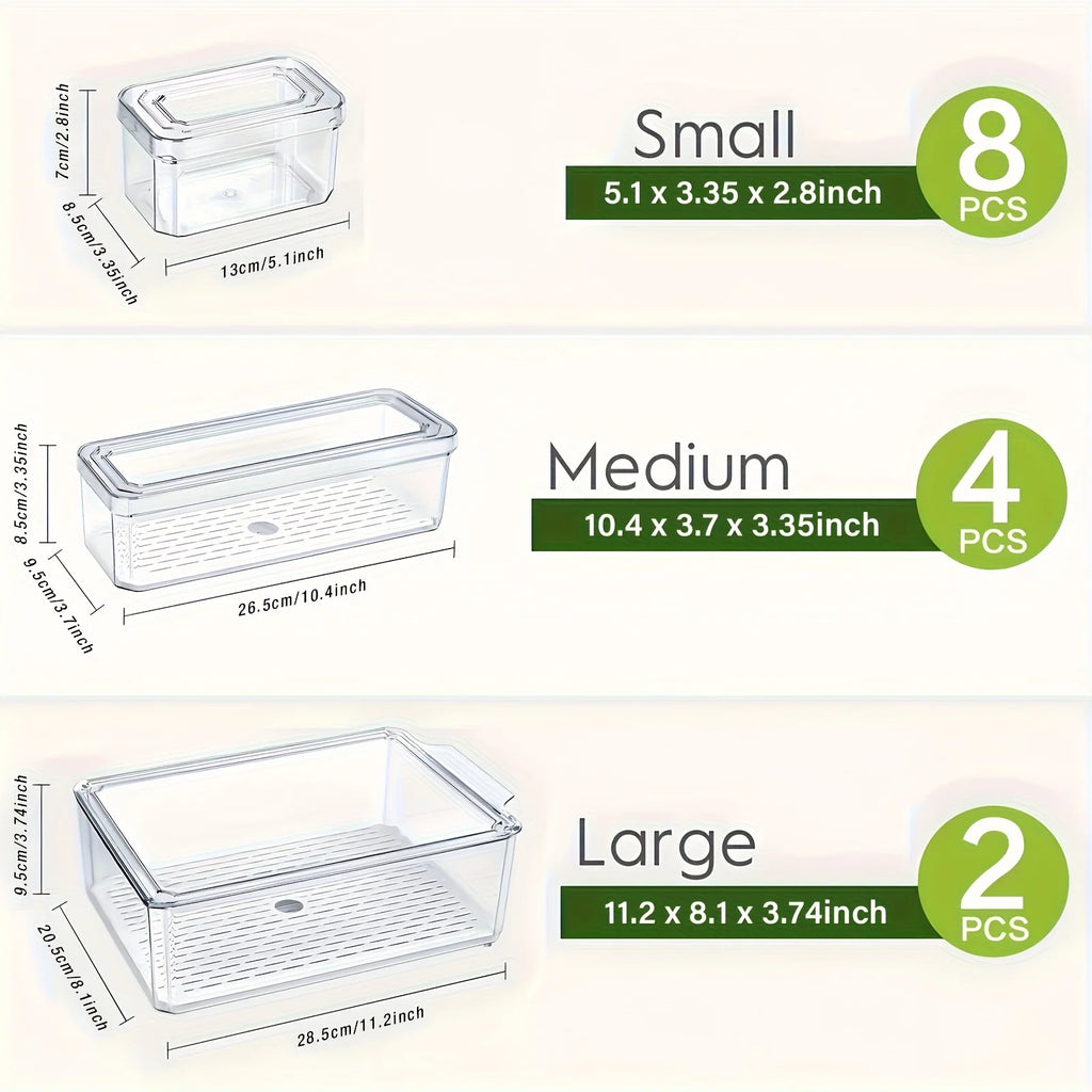 7/14 Piece Refrigerator Organizer,Perfect for Kitchen Food Storage and Organization, Dishwasher Safety
