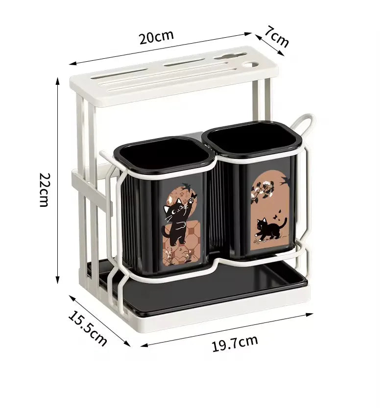 Kitchen Utensil Knife Holder.Countertop Cutlery Organizer and Drying Caddy Wall Mountable Utensil Rack for Spoons Forks Knives
