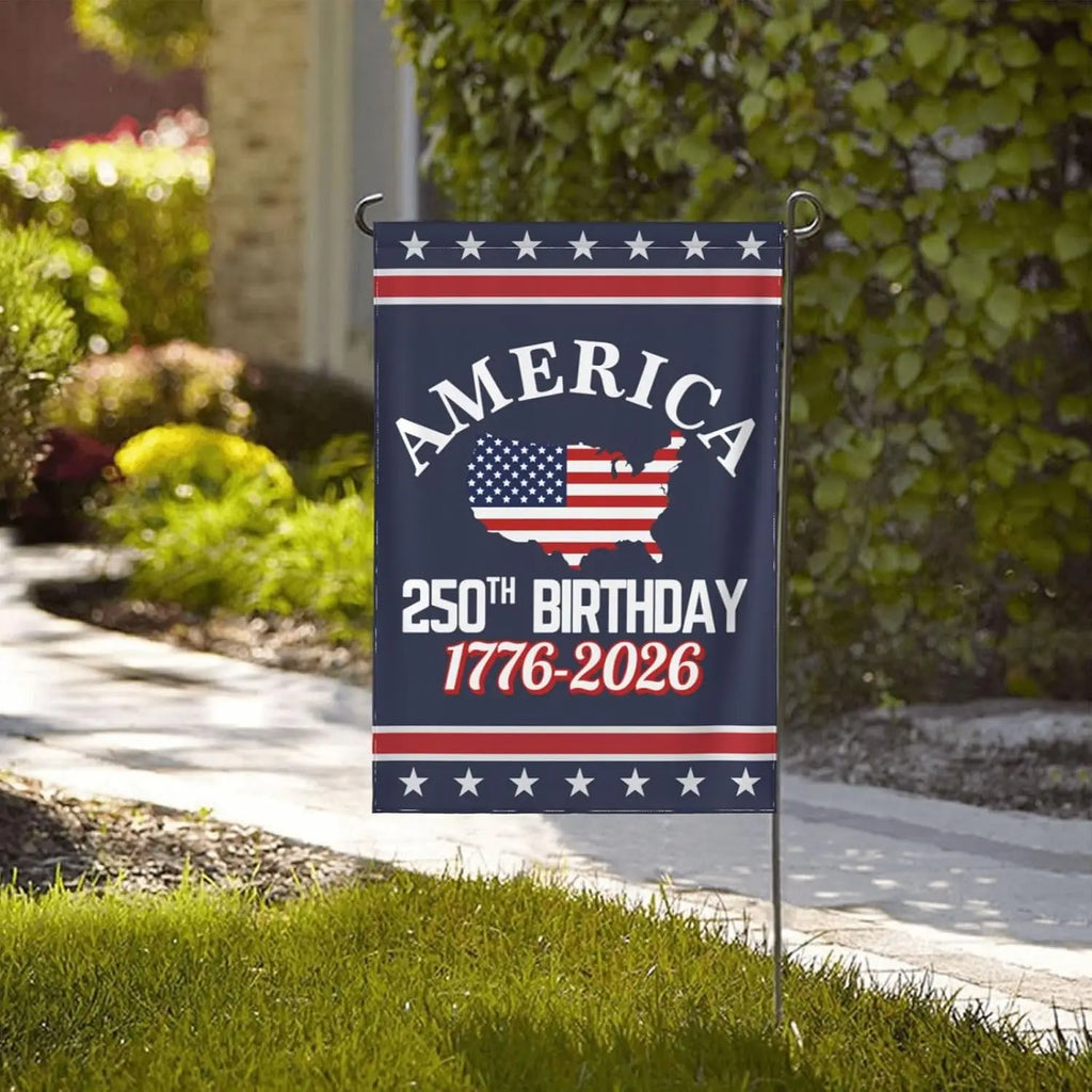 America 250th Birthday Garden Flag 12x18 1776 2026 America 250 Years Anniversary Yard Sign God Bless Usa Patriot House Flag  loj