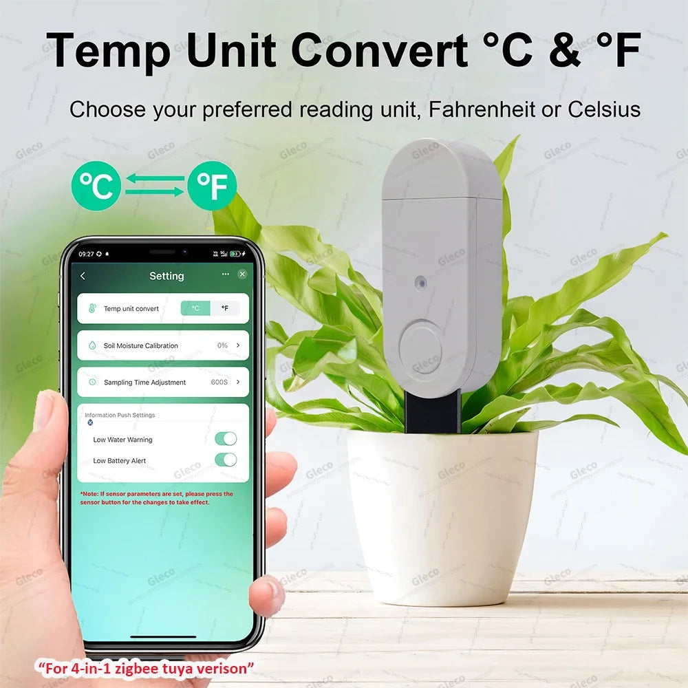 Zigbee Soil Sensor Moisture Temperature Humidity Meter Fertility Light Tester For Tuya Smart Life Z2M Home Assistant Automation