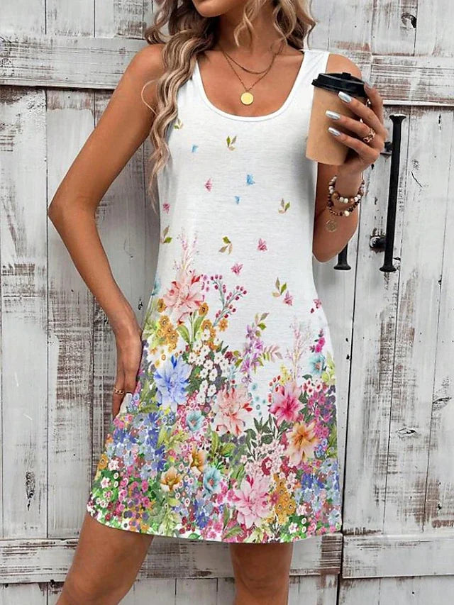 Women's Mini Dress A Line Dress Tank Dress Elegant Stylish Casual Daily Regular Fit Floral Graphic Sleeveless U Neck