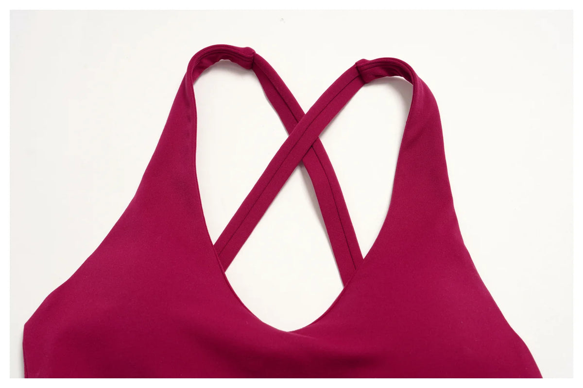 NCLAGEN Sport Bras Women High Support Fitness Underwear Back Cross Gym Clothes Training Solid Yoga Top Pilates Workout Tank