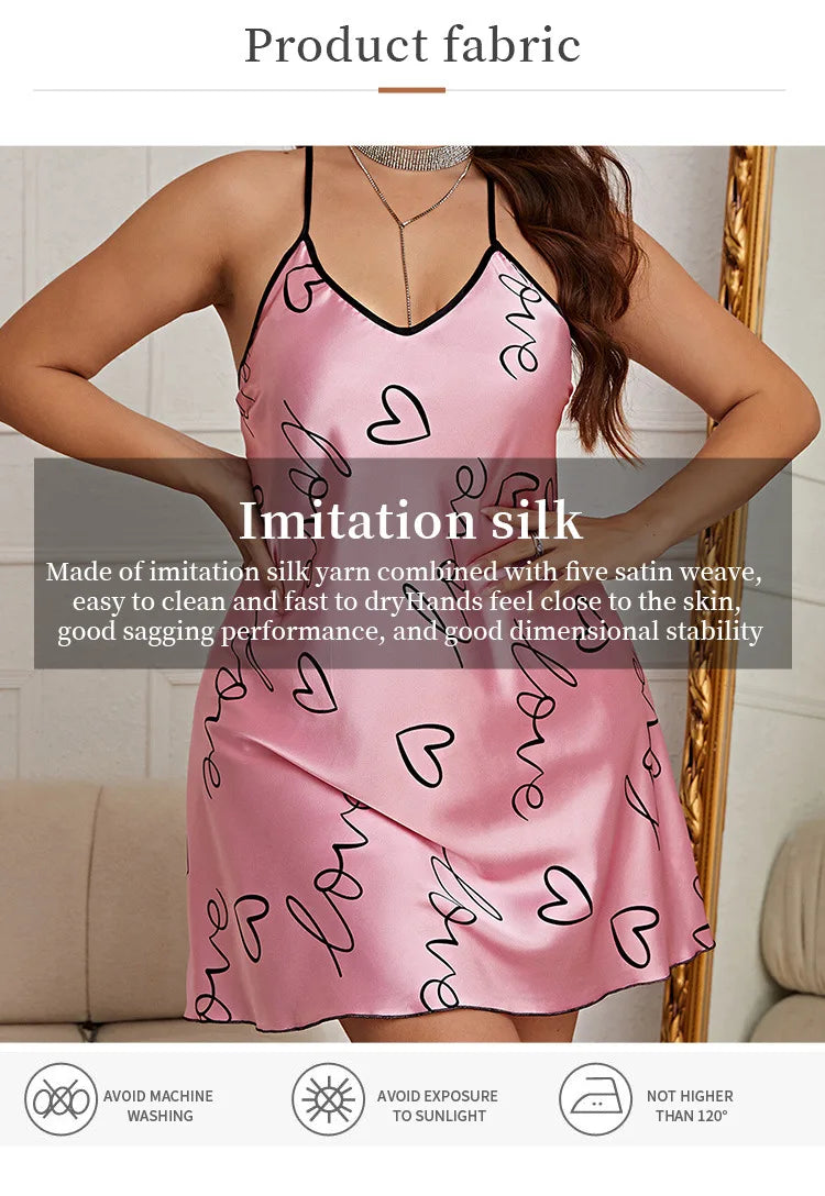 2026 Women's Love One-piece Nightdress Summer Sexy Suspender Dress Loungewear Pajamas Women