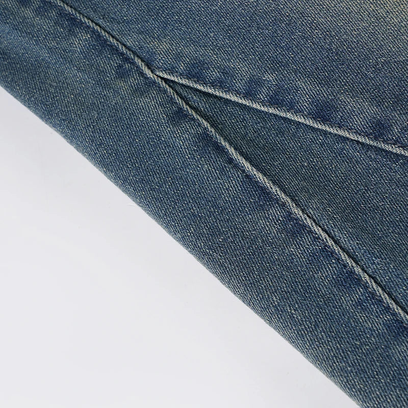 SUCHCUTE Fashion Vintage Low-Waisted Jeans for Women Y2K Streetwear Slim Denim Pants Retro Grunge Skinny Jeans All Match Clothes