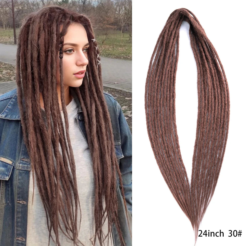 Dreadlock Extensions Handmade Crochet Hair Synthetic 24 36 Inches Dread Extension Crochet Braids For Women Dreadlocks Hair