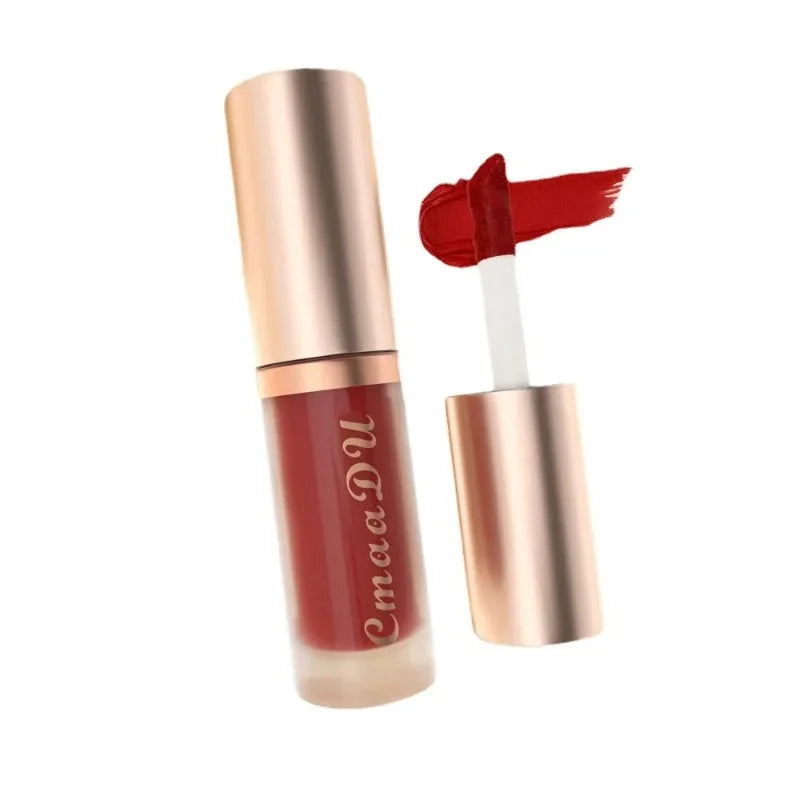 12 Colors Matte Velvet Lip Glaze Waterproof Liquid Lipstick Nude Brown Moisturizing Long Lasting Non-stick Cup Lip Gloss Makeup