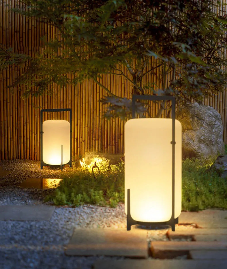 Modern Outdoor Indoor Floor Lamp White Acrylic Black Metal Lighting Floor Light For Garden Hotel Parlor Dining Room Bedroom