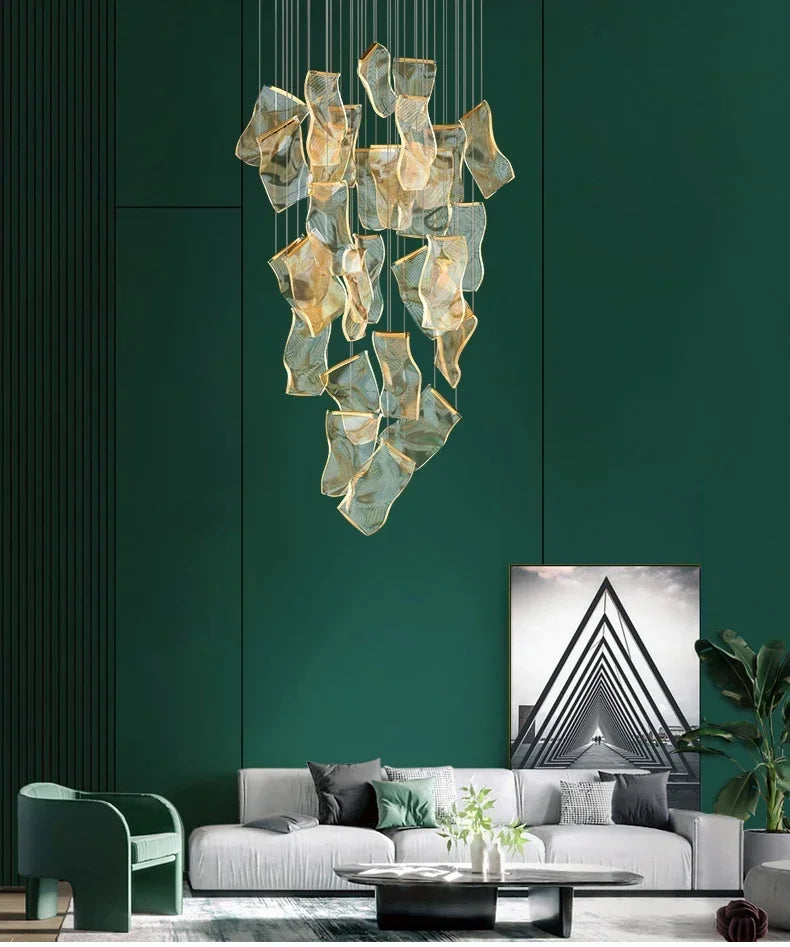 Modern LED Pendant Lights Living Dining Room Lighting Lustre Decor Chandelier Indoor Villa Duplex Stairs Hanging Lights Fixture