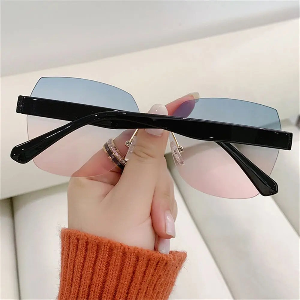 Vintage Rimless Sunglasses 2024 Women Gradient Sunglasses  Summer Shades Fashion UV400  Frameless Sun Glasses Ladies Eyeglasses