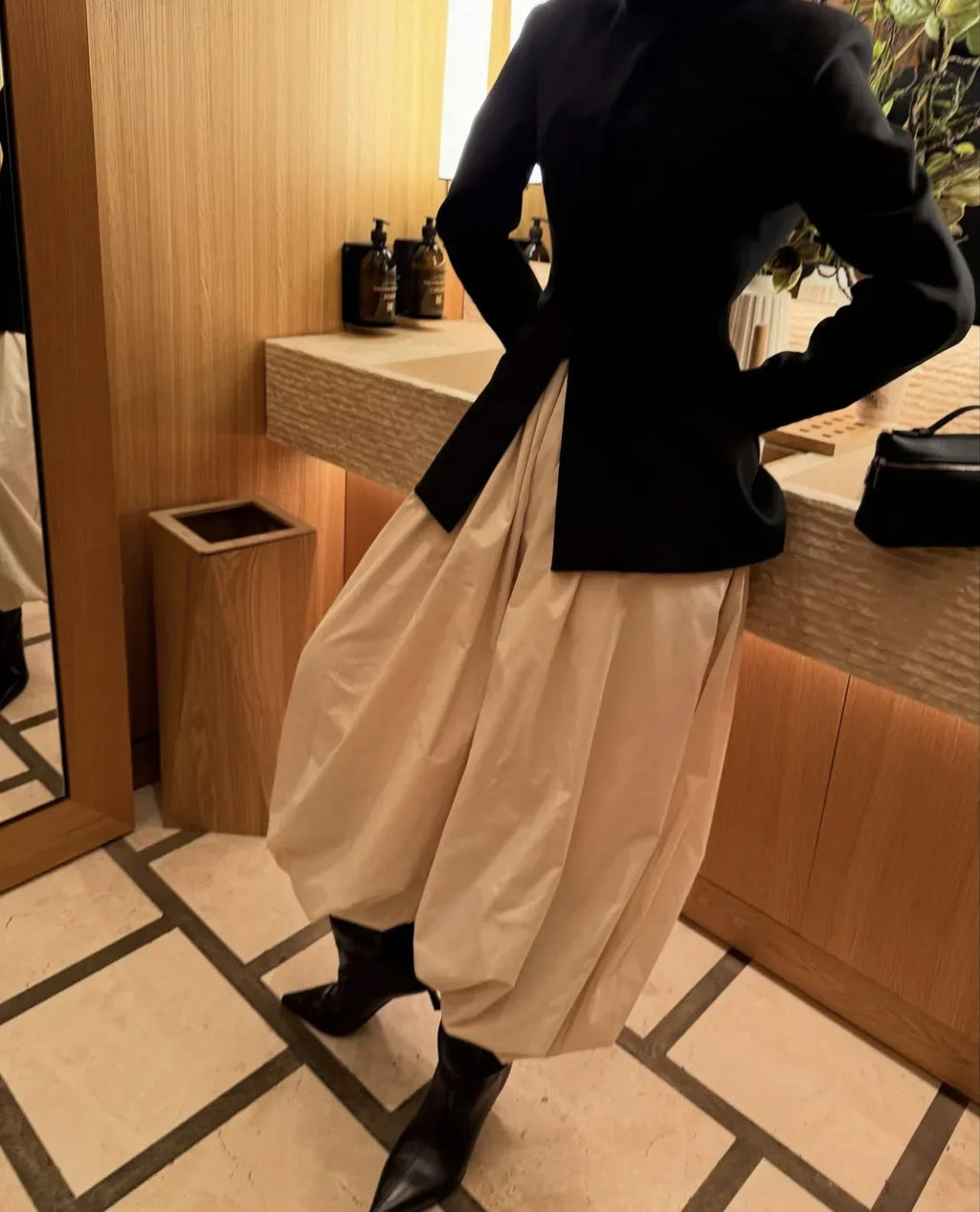 Tuularose Loose Solid Leg-Length Pants For Women Pleated High Waist 2025 Summer Female Fashion Office Lady Casual Bloomer Pants