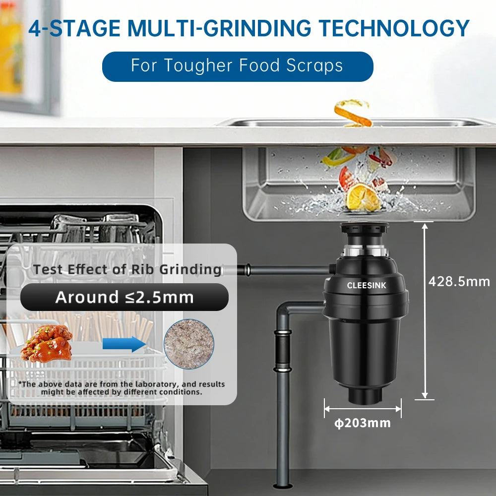 0.5HP  Household Kitchen Sink Food Waste Disposer Machine Continuous Garbage Shredder Processor with CE CB Certification