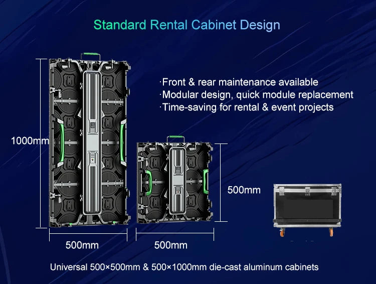 Durable Outdoor P2.976 LED Display 4K Full Color 500x500 Rental LED Screen for Advertising Billboard