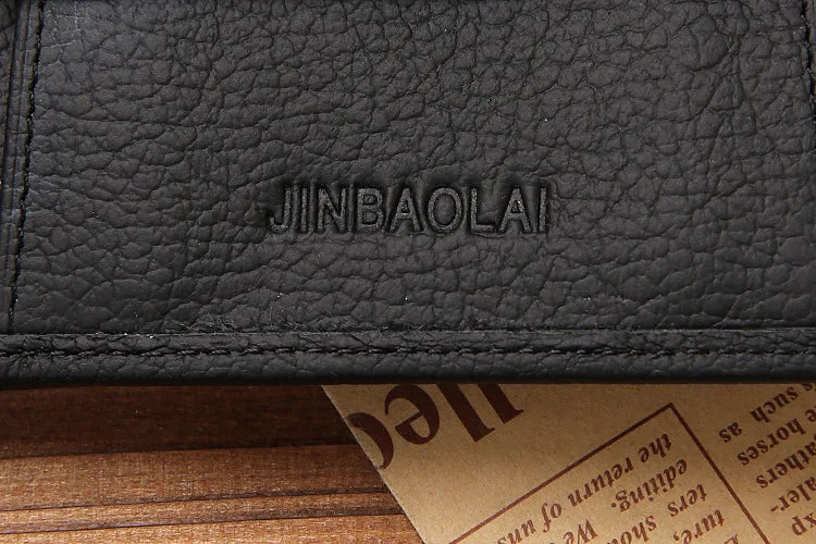 JINBAOLAI Retro Short Men Wallets Genuine Leather Credit Card Holder Waterproof Men Purse Classic Coin Pocket Black Male Wallet