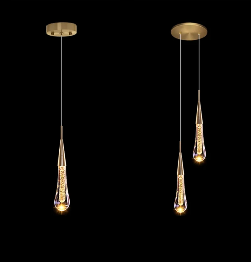 LED Pendant Lights Indoor Lighting Hanging Lamp Water Drop Bubble Crystall Bedroom Dining Room Decoration Pendente iluminação