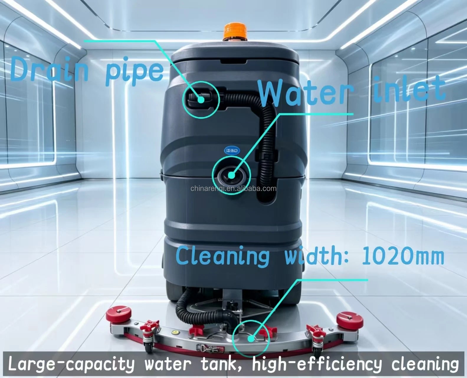 New High-voltage Electric Riding Self-Propelled Factory Floor Cleaner, 24V100AH 100L Tank, Professional Cleaning,