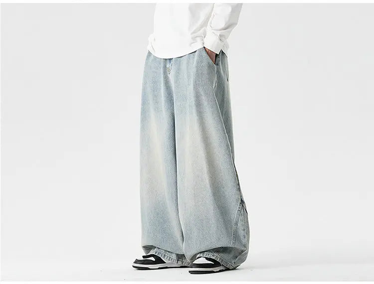 Streetwear Men Wide Leg Denim Pants Harajuku Baggy Jeans Male Casual Oversized Jean Trousers Men Fashion Large Size 5XL