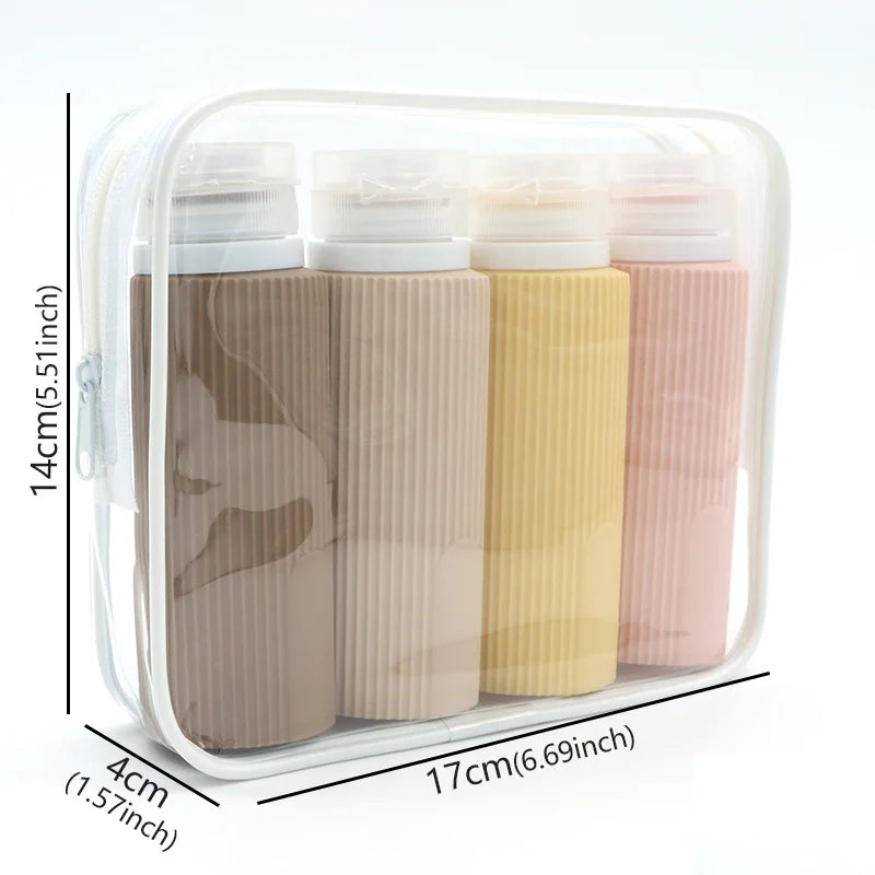 4pcs 100ML Silicone Travel Bottles Accessories Portable BPA Proof Squeezable Size Free Sets Leak Proof Travel Size Split Bottle