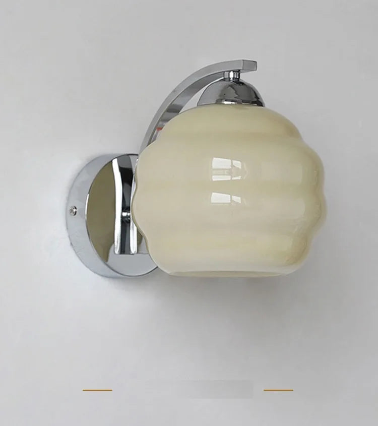 IWHD Milky Glass Ball LED Wall Lamp Sconce Iron Wrount Bedroom Living Room Bathroom Mirror Light Nordic Modern Wandlamp Applique