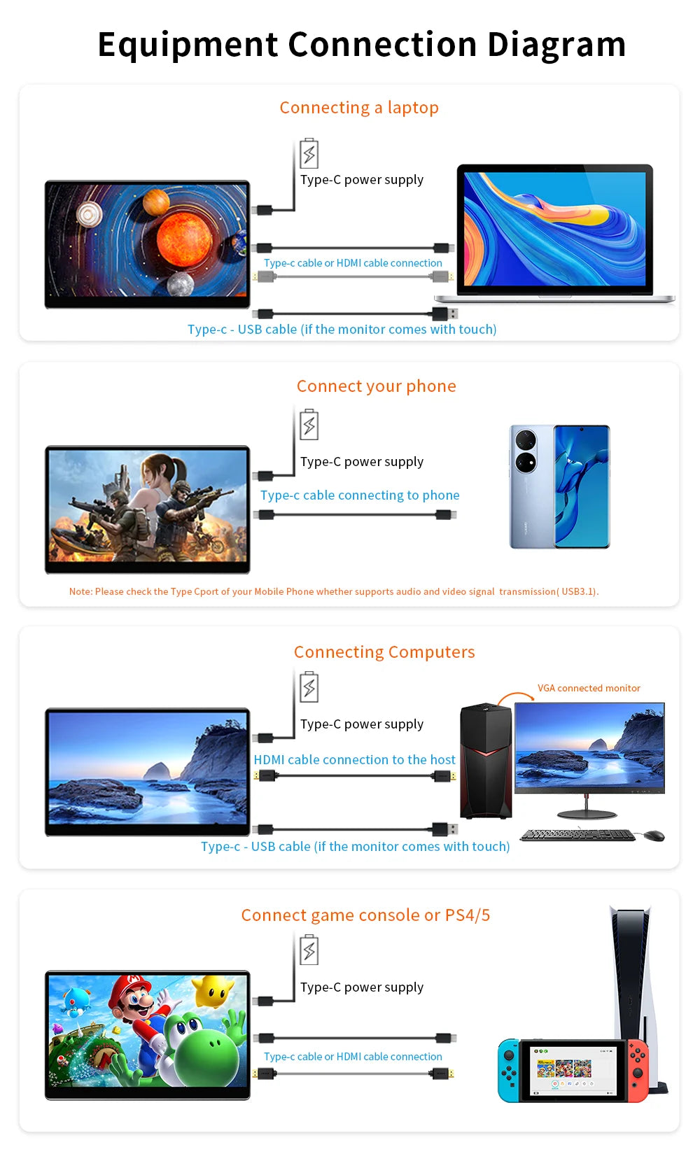 15.6 Inch Touch Monitor Display 1080P FHD 1920X1080 Suitable for Second Monitor Display Supports VGA DVI  USB  HDMI Video Input