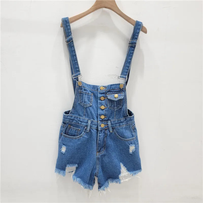 Denim Jumpsuits Short Overalls for Women Fashion Rompers Bodysuit Large Cotton Playsuits Roupas Female 2023 Pink Short Romper