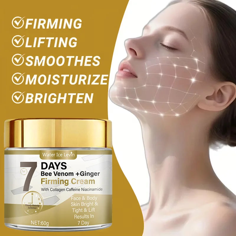 Bee Venom Ginger Firming Cream Collagen Caffeine Niacinamide Boost. Brightens Tightens Lifts Face Body. Visible 7 Day Results.