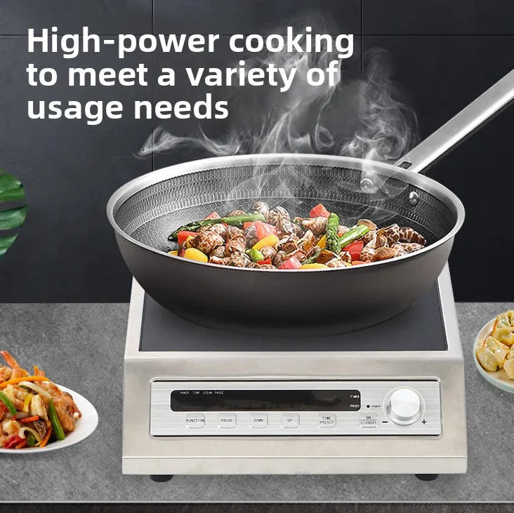 3500W Induction Cooker, Multi-function Single Burner, Waterproof LCD Display, Commercial Electric Stove, 10 Temperature Settings