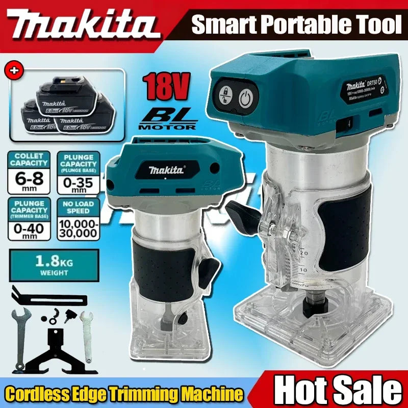 Makita DRT50 Original Cordless Trimmer Rechargeable Trimming Machine Brushless Slotting Tool Milling Woodwork Engraving Machine