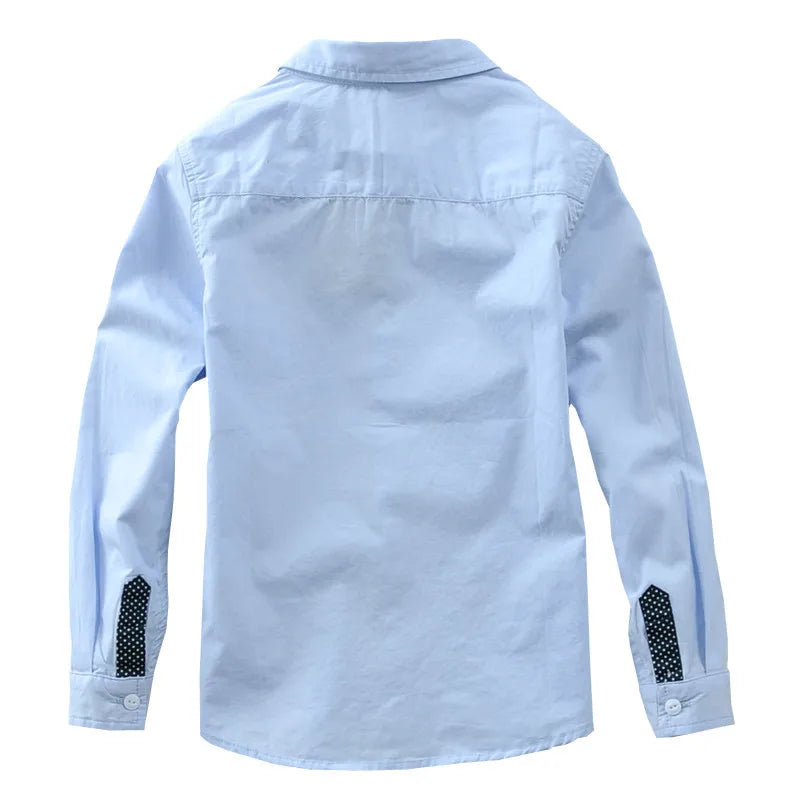Hot Sale Children Boys Shirts Spring 2023 Fashion Solid color Kids baby Shirts children Clothing Shirt white Long sleeve 3-12Yrs