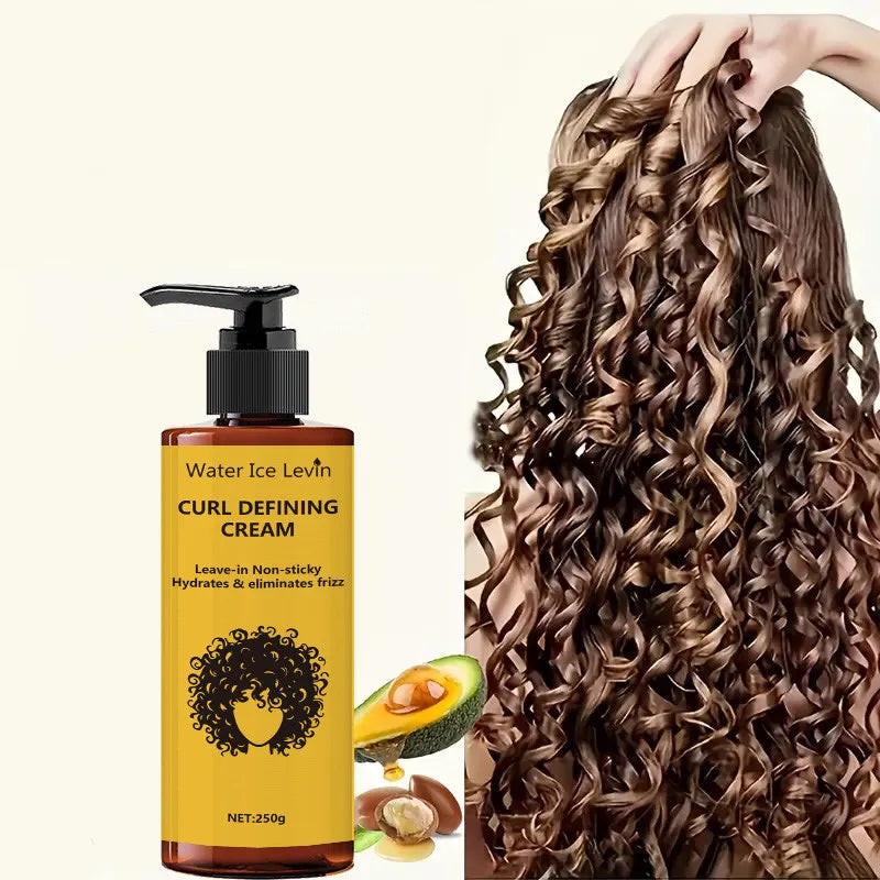 Curl Defining Cream - Contains Moroccan Argan Oil, Long-Lasting Anti-Frizz, Elastic and Voluminous Curls, Moisturizing Styling Suitable for Wavy and Curly Hair