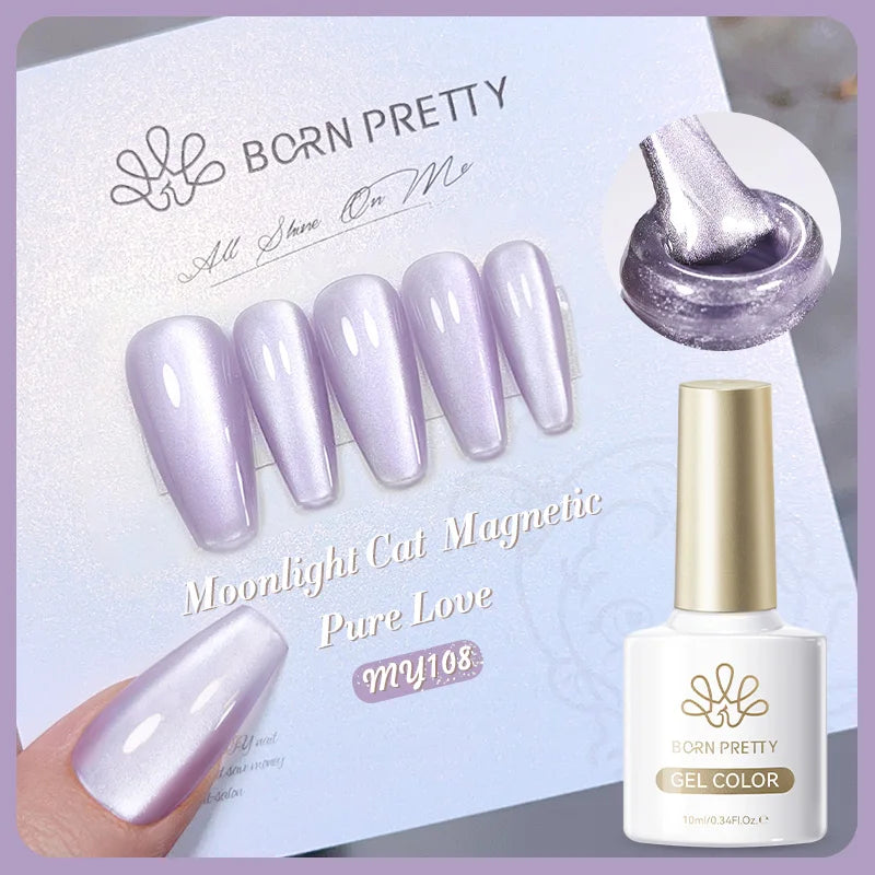 BORN PRETTY 10ml Silver Water Light Cat Magnetic Gel Nail Polish Nail Supplies Vernis Semi Permanent Gel for Fall Winter Nails