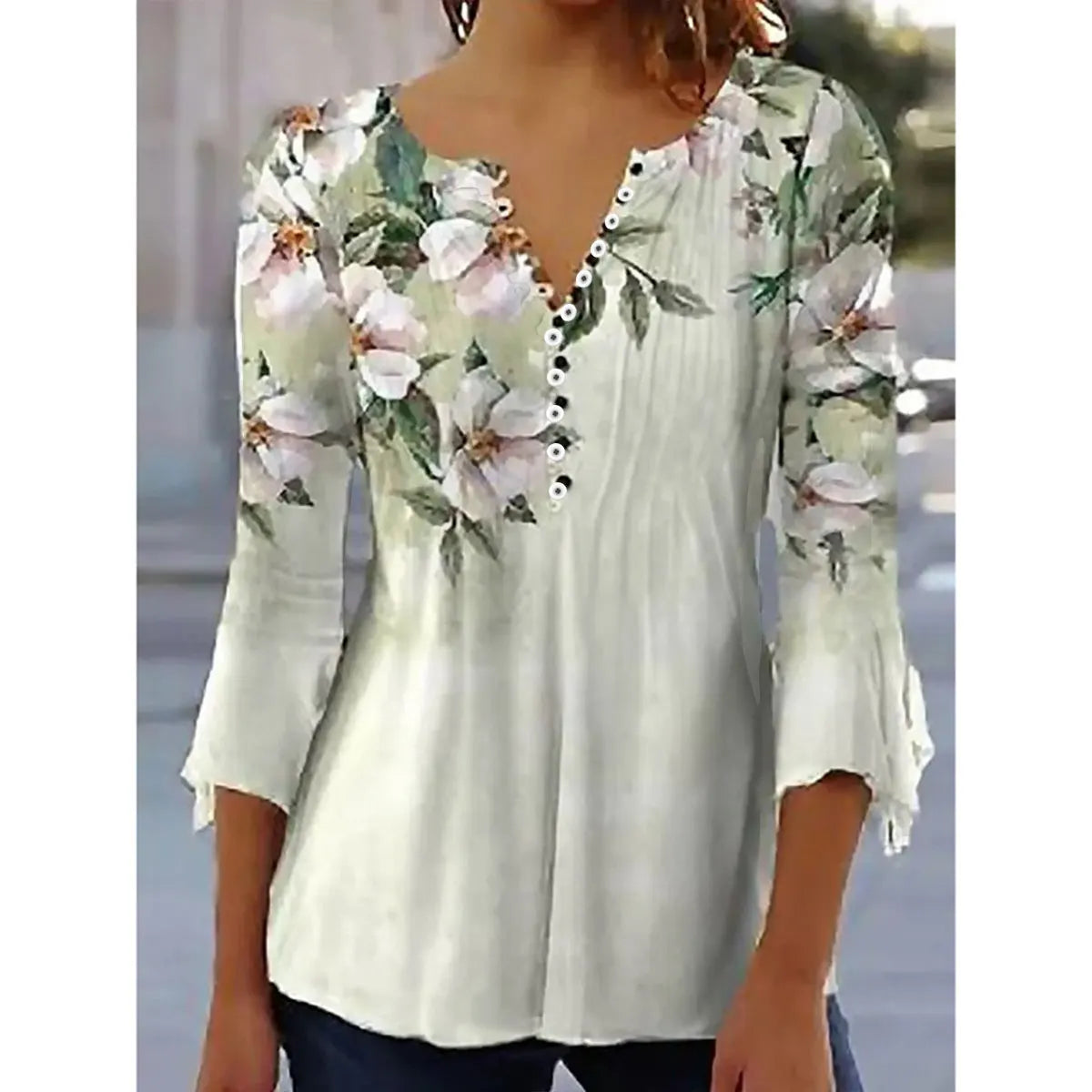 Summer Street Fashion Button-Down T-Shirt Loose Women'S Comfortable Clothing Shirt 3d Printed Trend Seven-Quarter Sleeve Top