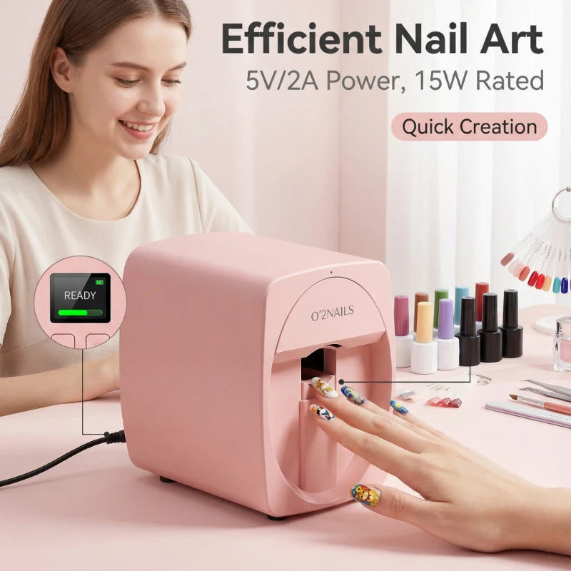 Nail Art Printer Portable 3D Nail Painting Machine, Massive Design, Mobile App Control DIY Nail Printer, Suitable for Family SA