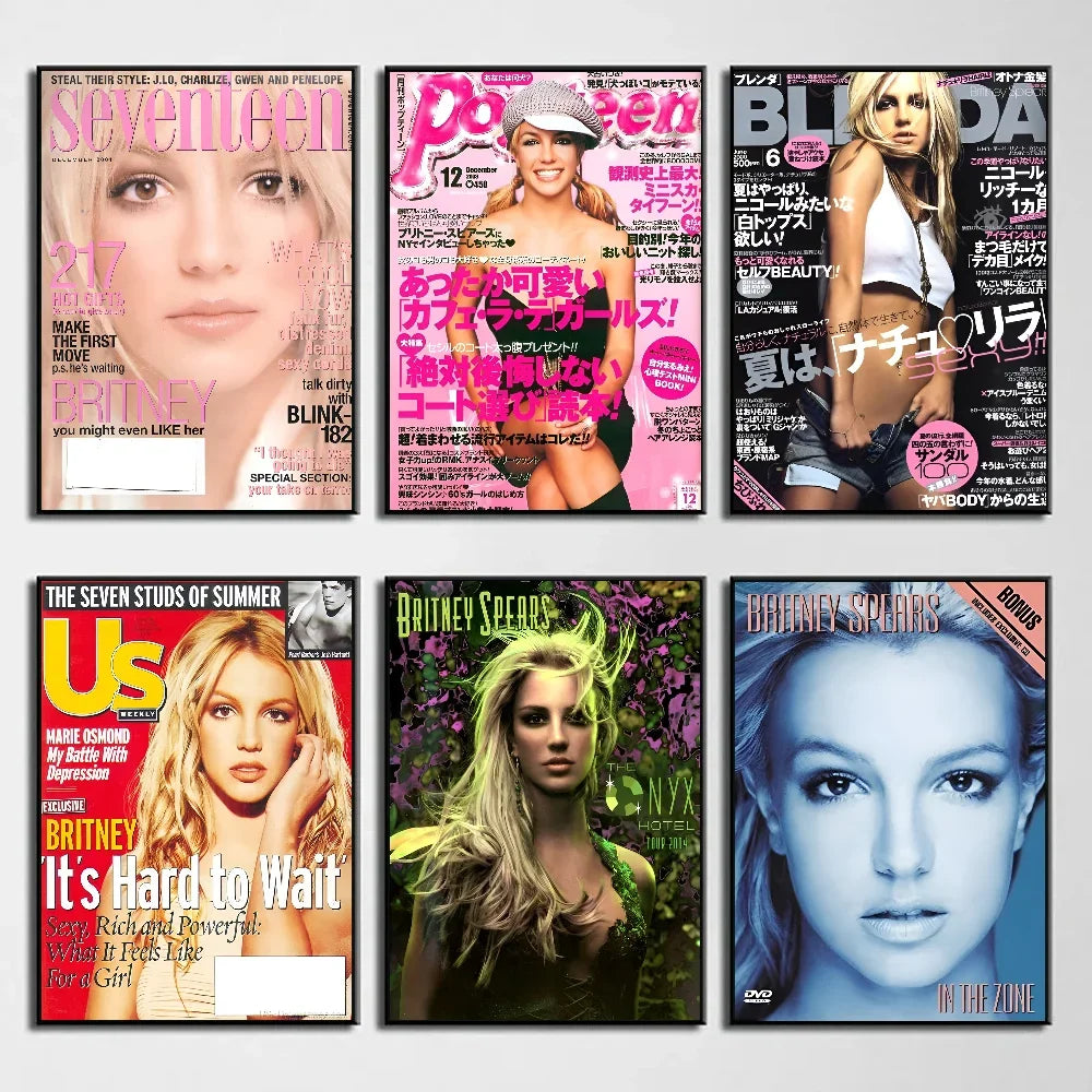 Retro Singer B-Britney S-Spears Wall Art Poster and Prints Canvas Painting Pictures Coffee House Bar Bedroom Office Home Decor