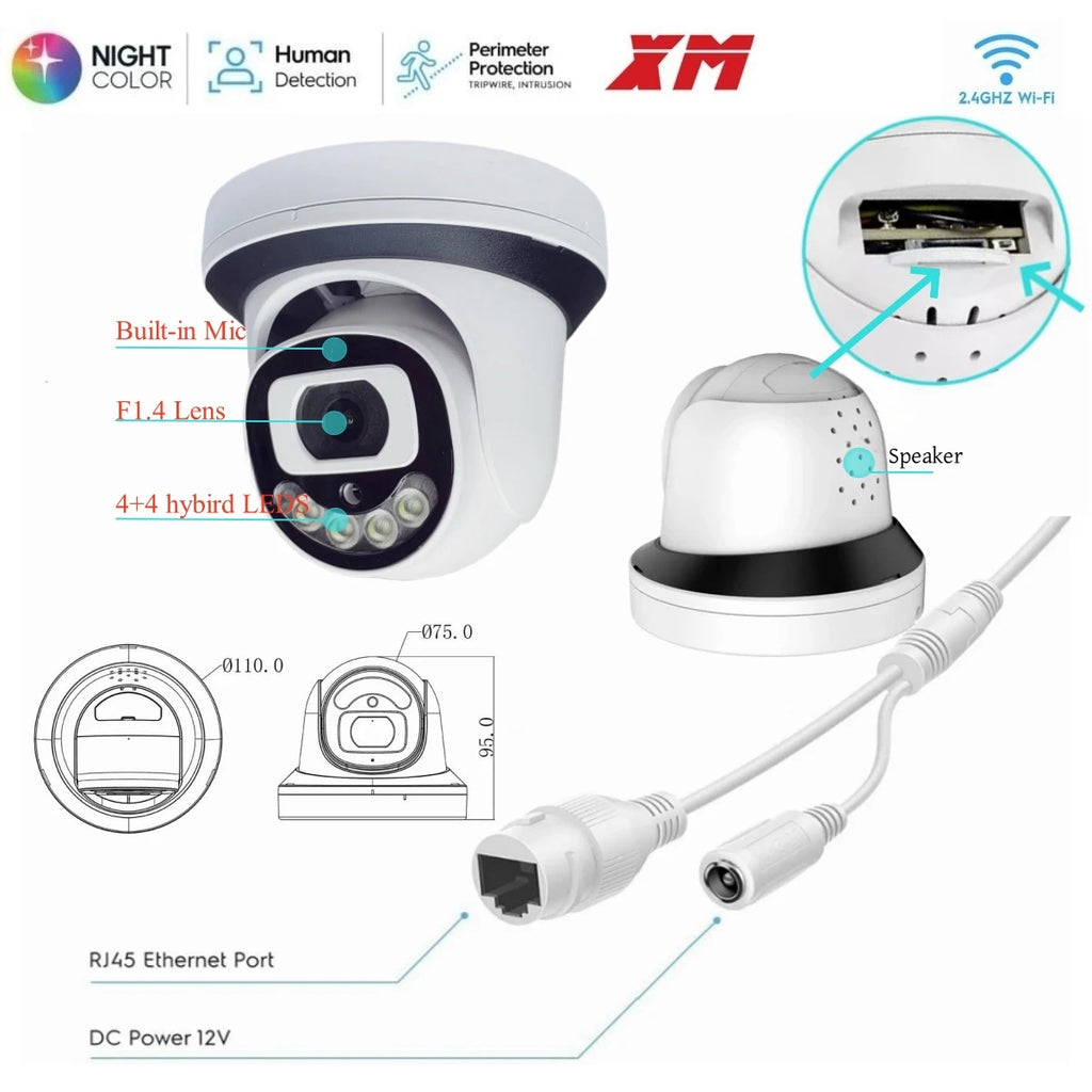 8MP IP Security Camera Wifi Indoor Surveillance Home Protection CCTV 4/5MP Dome Wireless Camera Video Indoor Wi-Fi XM ICSee Ca