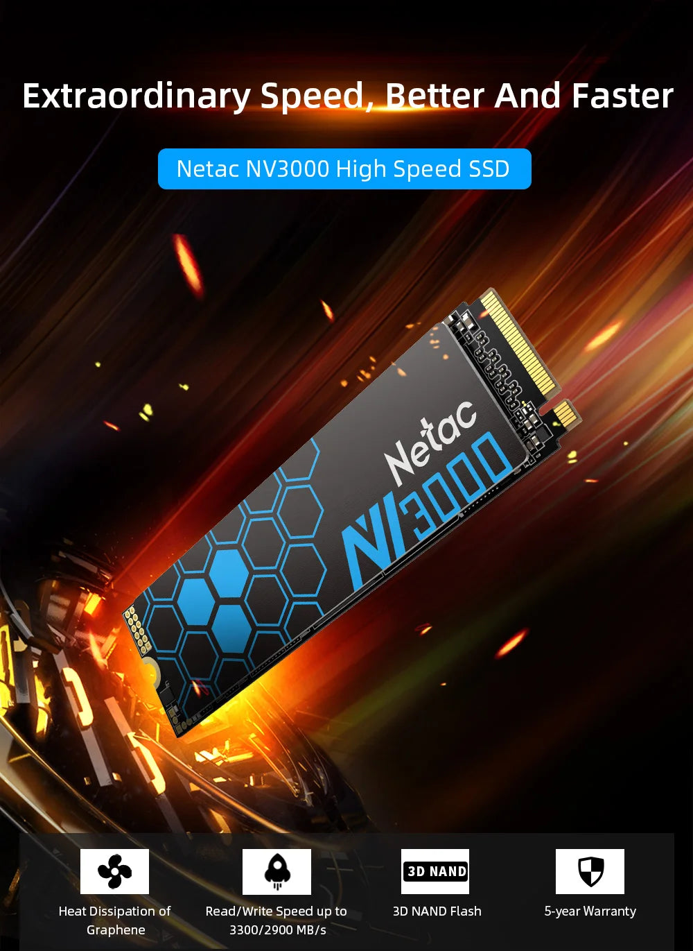 Netac SSD M.2 NVMe 2TB 1TB 3500MB/s M.2 SSD PCIe3.0 Hard Drive Internal Solid State Disk with Heatsink Cache for Desktop Laptop