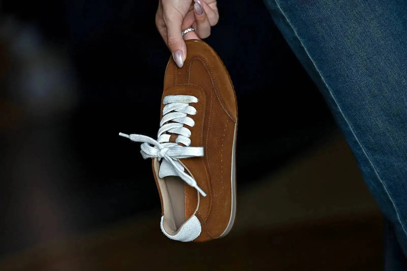 Genuine Leather Brown Suede Flat Loafers Shoes Woman Lace Up Leisure Wome Shoes Autumn Casual Comfort Vacation Lovers Shoes