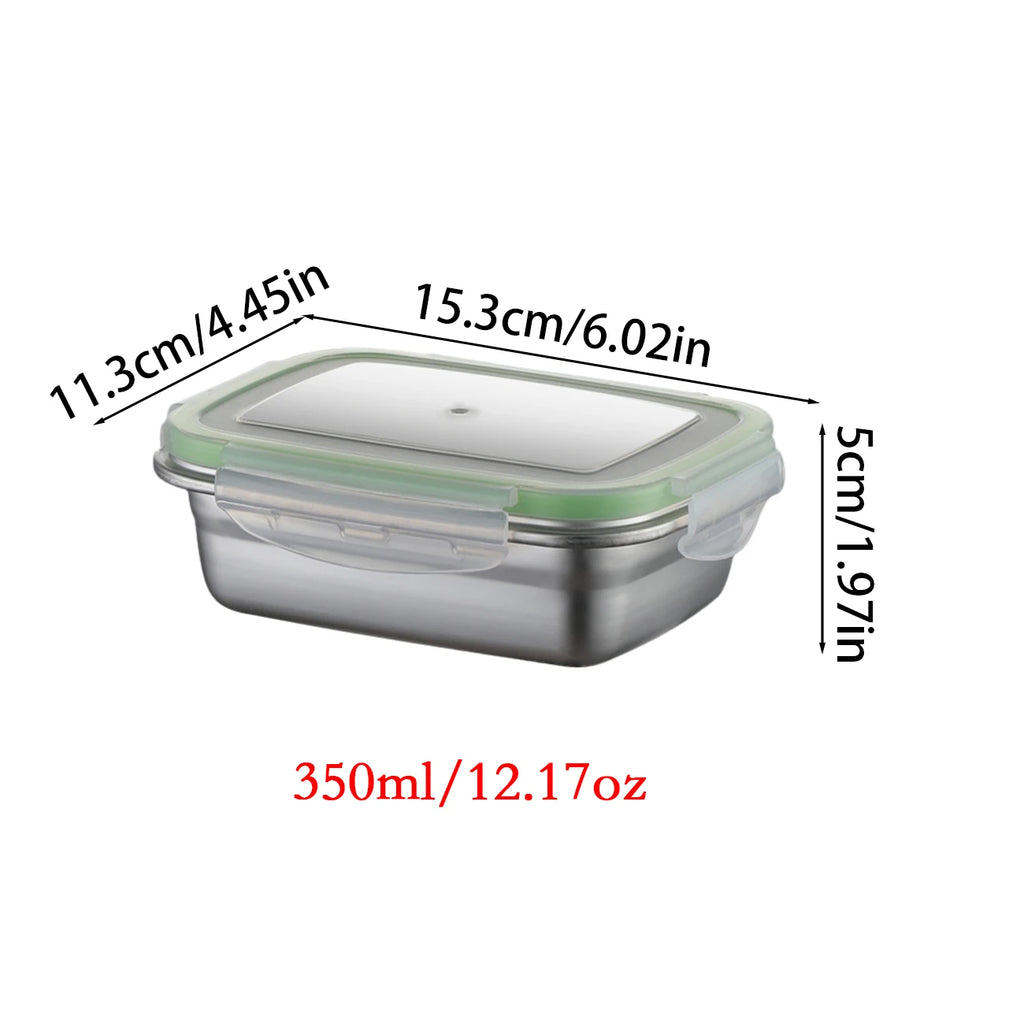 304 Stainless Steel Lunch Box Set with Silicone Transparent Lids Stackable Food Storage Containers for Kitchen School Office