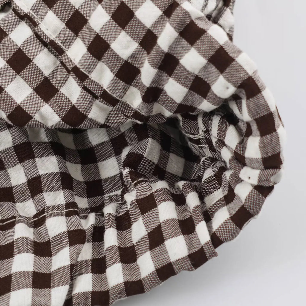 Women's Plaid Jacket, Vintage Gingham Check Coat, Stand Collar Long Sleeve Button Up Outerwear, Loose Casual Autumn Windbreaker